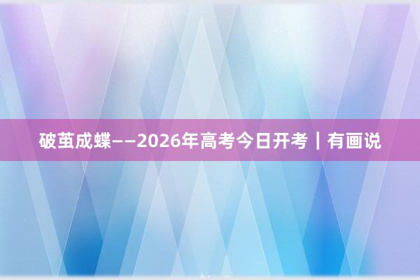 破茧成蝶——2026年高考今日开考｜有画说
