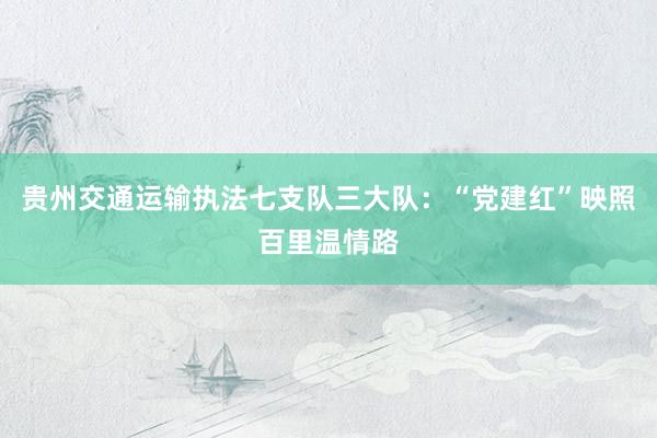 贵州交通运输执法七支队三大队：“党建红”映照百里温情路