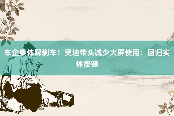 车企集体踩刹车！奥迪带头减少大屏使用：回归实体按键
