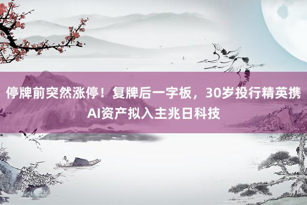 停牌前突然涨停！复牌后一字板，30岁投行精英携AI资产拟入主兆日科技