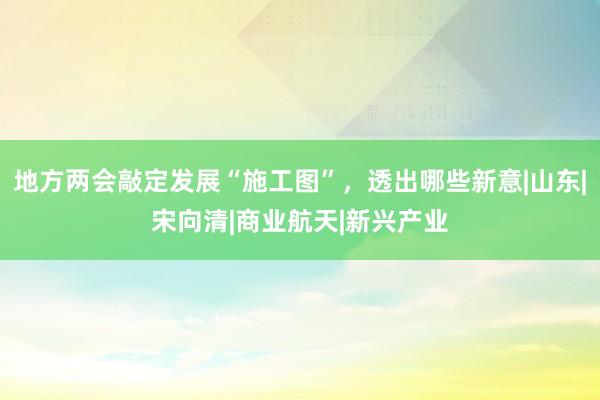 地方两会敲定发展“施工图”，透出哪些新意|山东|宋向清|商业航天|新兴产业
