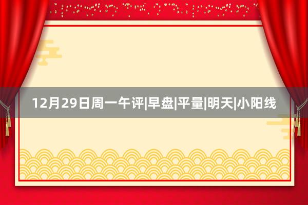 12月29日周一午评|早盘|平量|明天|小阳线