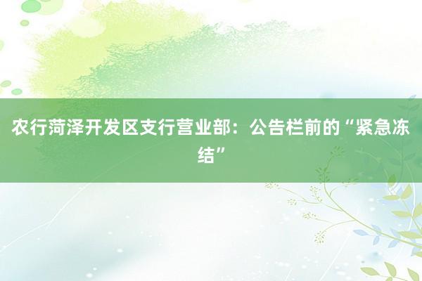 农行菏泽开发区支行营业部：公告栏前的“紧急冻结”