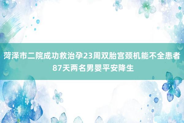 菏泽市二院成功救治孕23周双胎宫颈机能不全患者 87天两名男婴平安降生