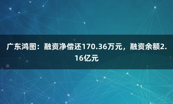 广东鸿图：融资净偿还170.36万元，融资余额2.16亿元
