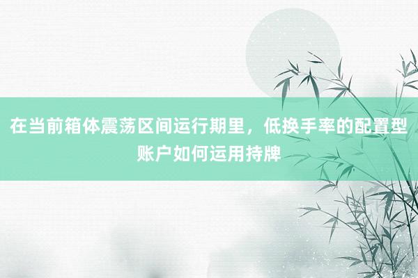 在当前箱体震荡区间运行期里,低换手率的配置型账户如何运用持牌
