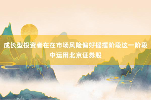 成长型投资者在在市场风险偏好摇摆阶段这一阶段中运用北京证券股