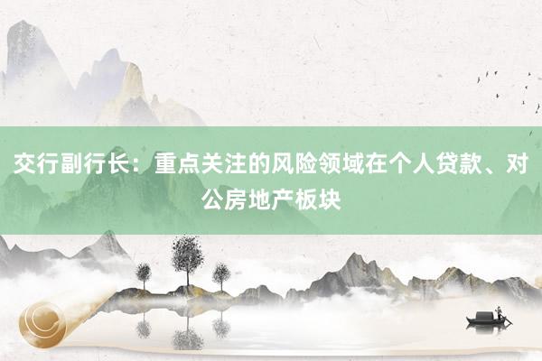 交行副行长：重点关注的风险领域在个人贷款、对公房地产板块