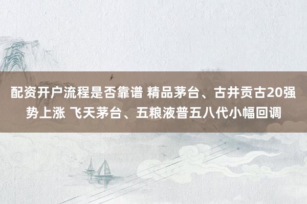 配资开户流程是否靠谱 精品茅台、古井贡古20强势上涨 飞天茅台、五粮液普五八代小幅回调