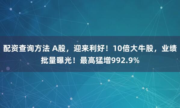 配资查询方法 A股，迎来利好！10倍大牛股，业绩批量曝光！最高猛增992.9%