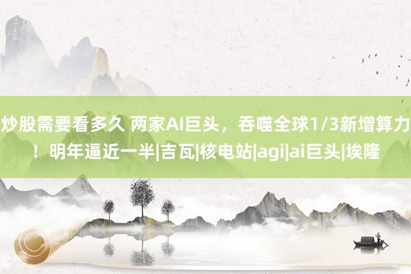 炒股需要看多久 两家AI巨头,吞噬全球1/3新增算力!明年逼近一半|吉瓦|核电站|agi|ai巨头|埃隆