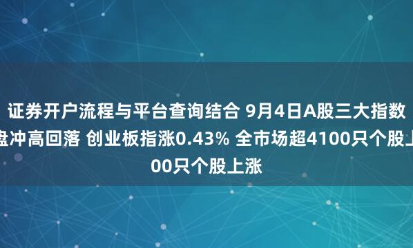 证券开户流程与平台查询结合 9月4日A股三大指数早盘冲高回落 创业板指涨0.43% 全市场超4100只个股上涨