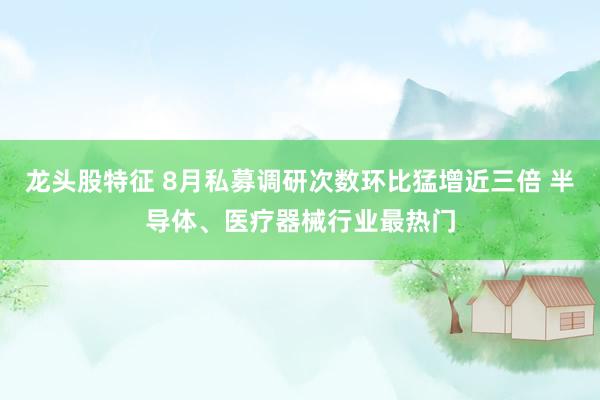龙头股特征 8月私募调研次数环比猛增近三倍 半导体、医疗器械行业最热门
