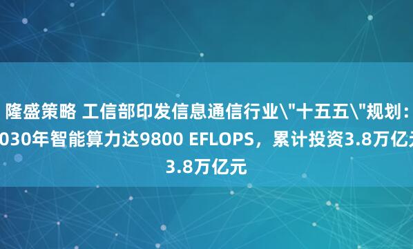 隆盛策略 工信部印发信息通信行业