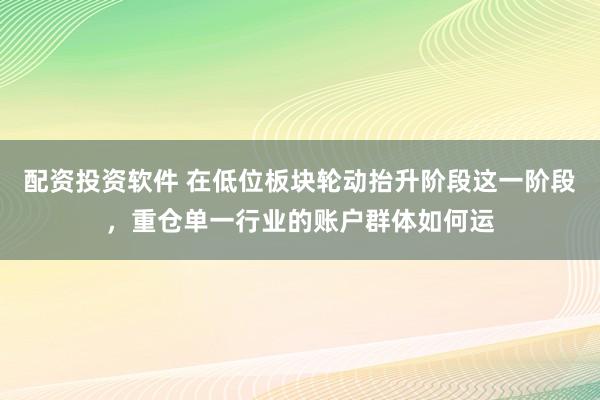 配资投资软件 在低位板块轮动抬升阶段这一阶段，重仓单一行业的账户群体如何运