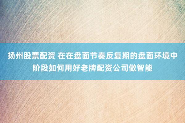 扬州股票配资 在在盘面节奏反复期的盘面环境中阶段如何用好老牌配资公司做智能