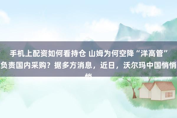 手机上配资如何看持仓 山姆为何空降“洋高管”负责国内采购？据多方消息，近日，沃尔玛中国悄悄