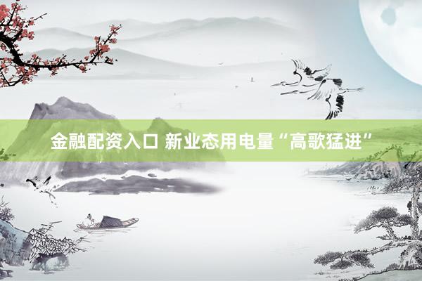 金融配资入口 新业态用电量“高歌猛进”