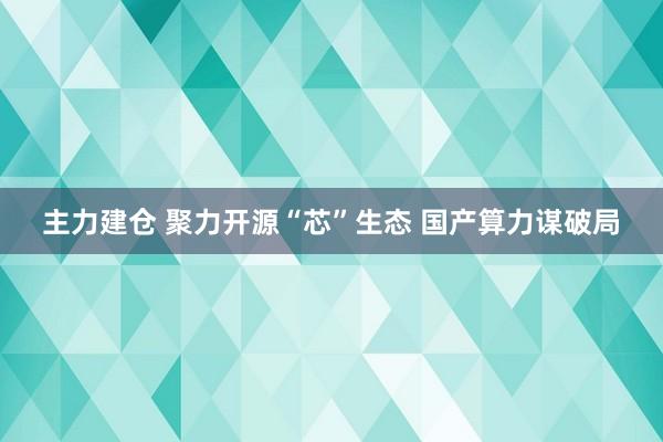 主力建仓 聚力开源“芯”生态 国产算力谋破局